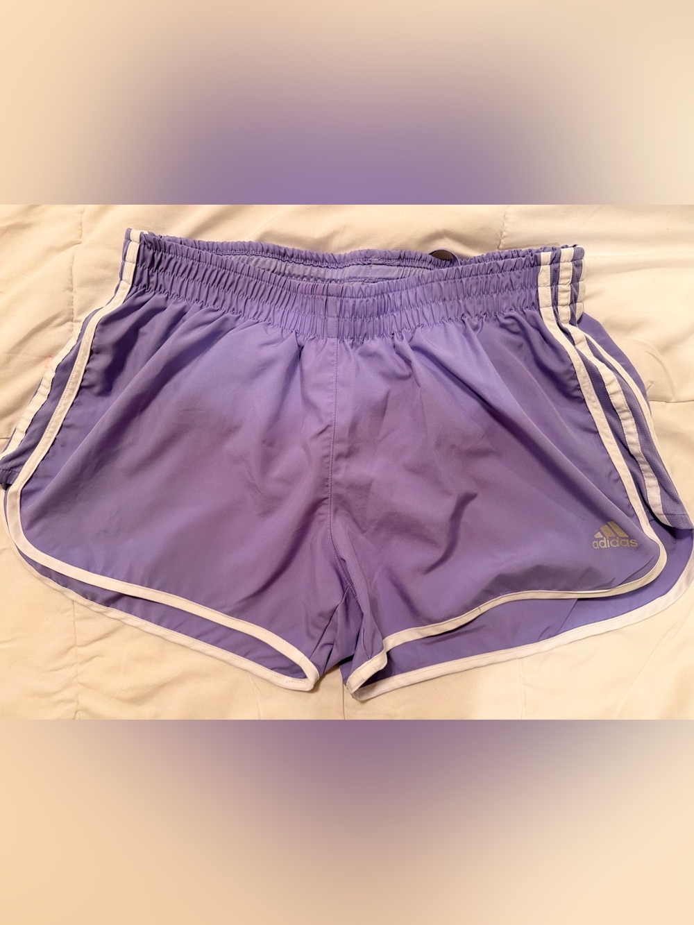 adidas Women’s Lavender Athletic Shorts with White Trim